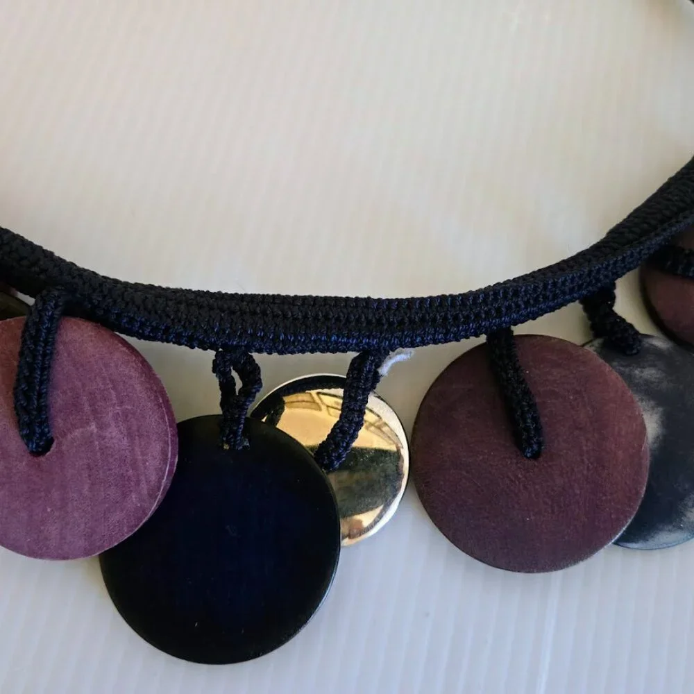 Funky‎ artisan statement necklace with colorful discs